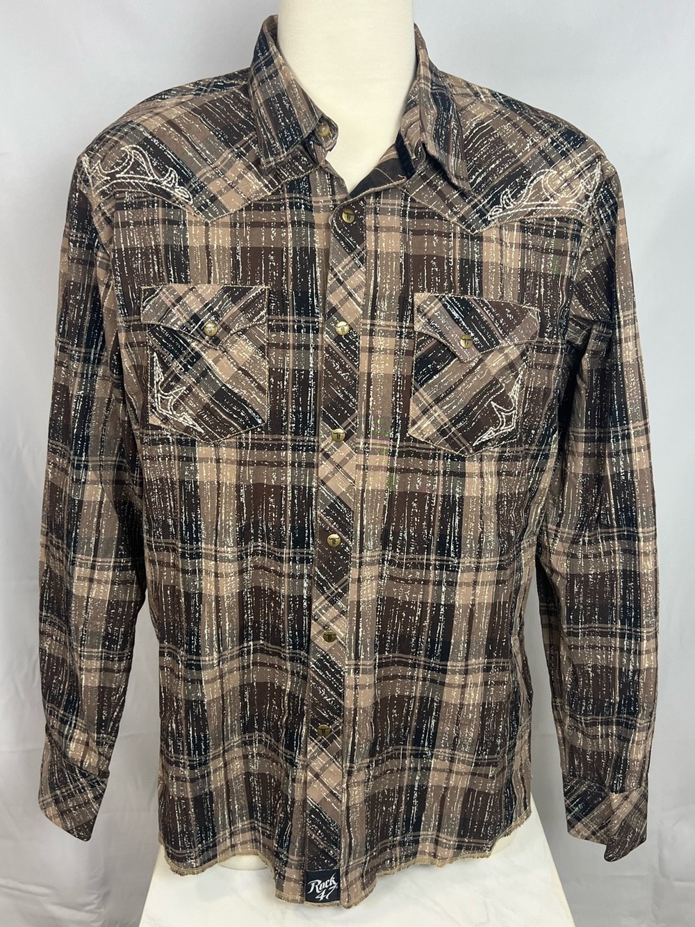 Wrangler Rock ‘47 Brown Plaid Western Shirt - Long Sleeve
